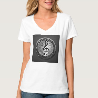Trendy white T-shirt with musical symbol