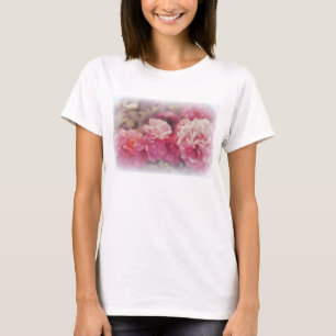Trendy White T-Shirt with Painted Rose Print