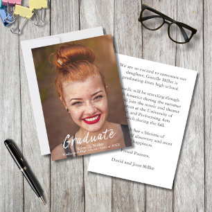 Trendy White Text Overlay   Graduate   Photo  Anno Announcement