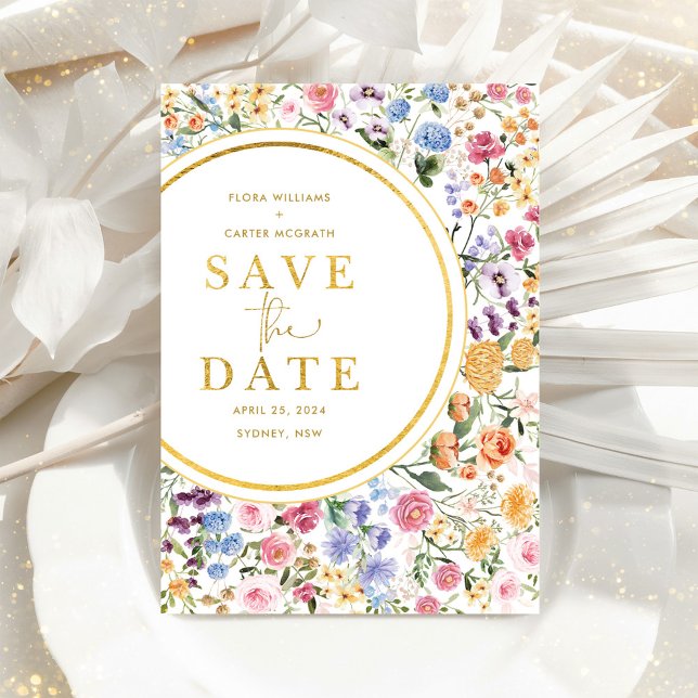 Trendy Wildflower Garden Wedding Save the Date Announcement Postcard (Creator Uploaded)