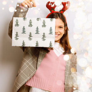 Trendy Winter Christmas Tree Pattern Large Gift Bag
