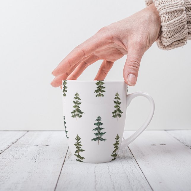 Trendy Winter | Christmas Tree Pattern Latte Mug (Creator Uploaded)