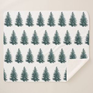 Trendy Winter Christmas Tree Pattern  Sherpa Blanket