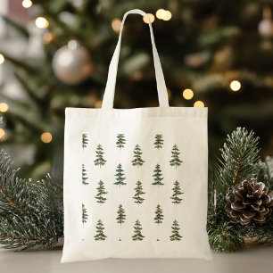 Trendy Winter   Christmas Tree Pattern Tote Bag