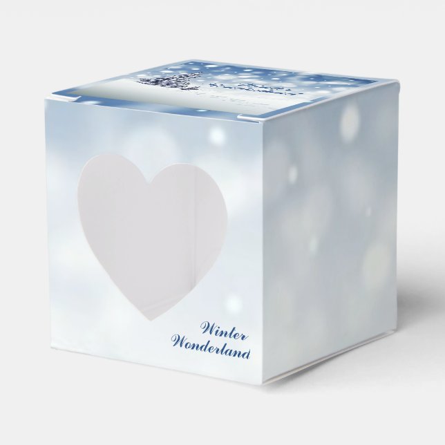 Trendy Wintry Winter Wonderland Heart Favour Box (Front Side)