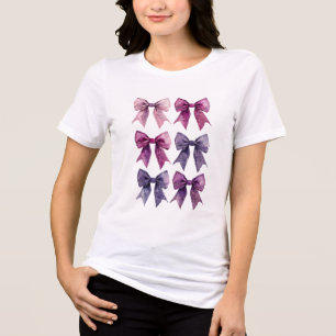 Trendy Women's Graphic T-Shirt with Colourful Bow  Tri-Blend Shirt