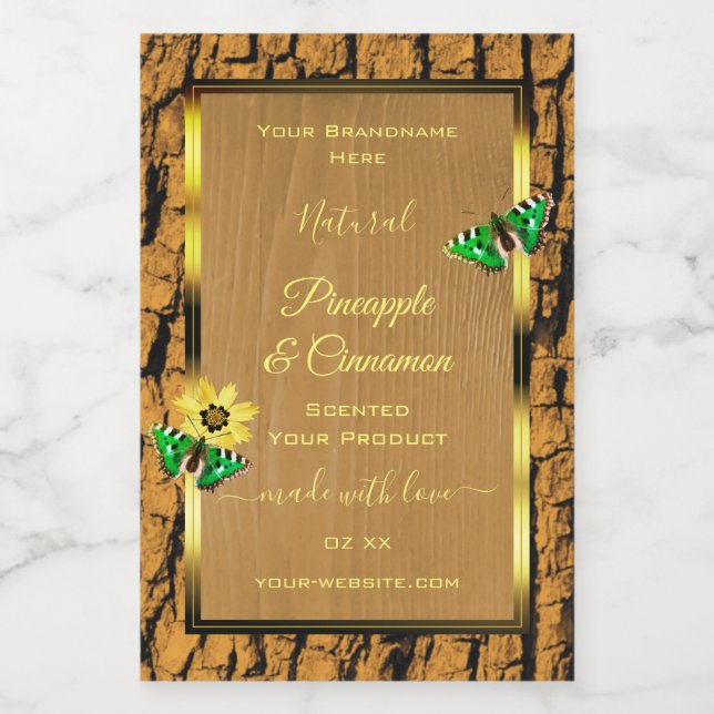 Trendy Wood Grain Rustic Tree Bark Product Labels (Single Label)