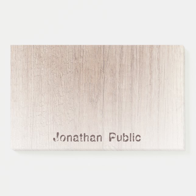 Trendy Wood Look Distressed Text Elegant Template Post-it Notes (Front)
