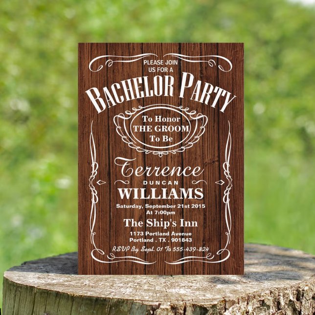 Trendy Wood Typography Bachelor Party Invitation (Creator Uploaded)
