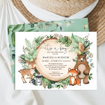 Trendy Woodland Greenery Animals Boy Baby Shower Invitation<br><div class="desc">Celebrate the upcoming arrival of your little wild one with this whimsical woodland themed baby shower invitation. The design features a group of adorable forest friends (deer,  bear,  racoon,  fox,  owl) and lush watercolor greenery.</div>