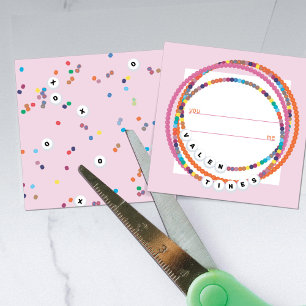 Trendy Word Bead Valentine Cards   Soft Pink
