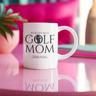 Trendy "WORLD'S BEST GOLF MOM" Navy Blue Coffee Mug