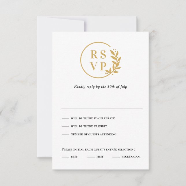 Trendy Wreath EDITABLE COLOR Wedding RSVP Card (Front)