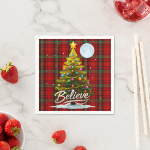 Trendy Xmas Tree with Christmas Plaid Paper Napkin