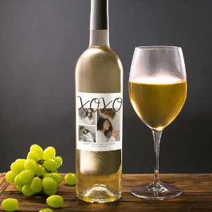 Trendy XOXO Photo Collage  Wine Label