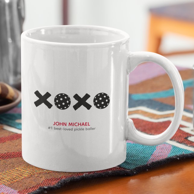 Trendy XOXO Pickleball Hugs & Kisses Coffee Mug (Creator Uploaded)