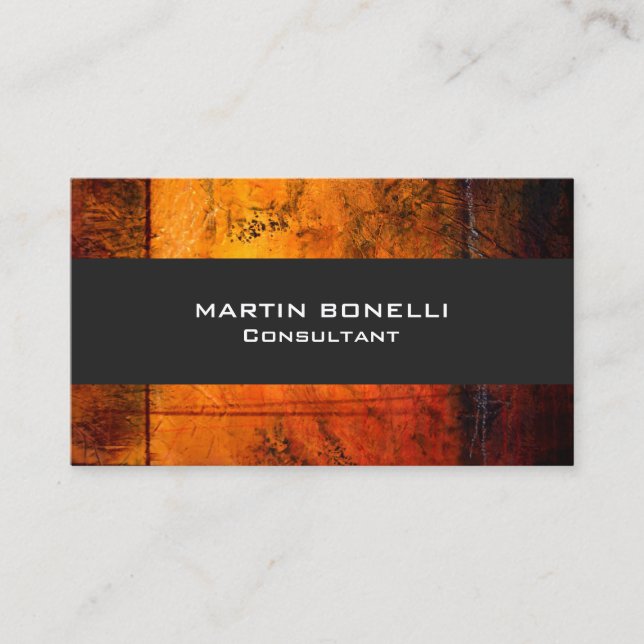 Trendy Yellow Abstract Grey Plain Clean Business Card (Front)