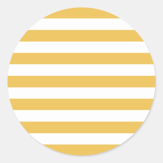 Trendy Yellow and White Wide Horizontal Stripes Classic Round Sticker (Front)