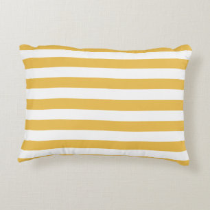 Trendy Yellow and White Wide Horizontal Stripes Decorative Cushion