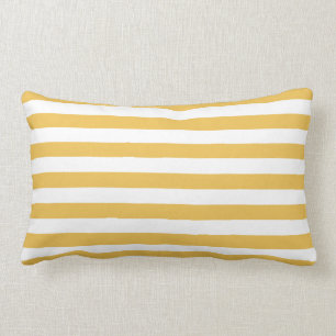 Trendy Yellow and White Wide Horizontal Stripes Lumbar Cushion