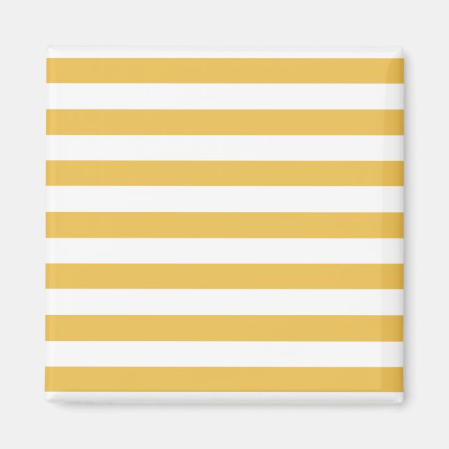Trendy Yellow and White Wide Horizontal Stripes Magnet (Front)