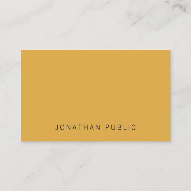 Trendy Yellow Brown Modern Elegant Simple Template Business Card (Front)
