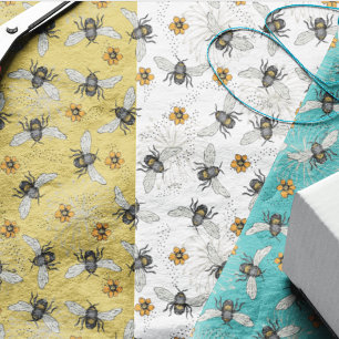 Trendy Yellow Buzzing Spring & Summer Honeybee Tissue Paper