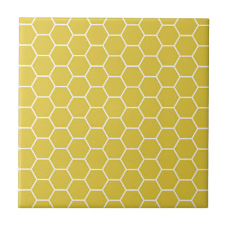 Trendy Yellow Geometric Honeycomb Hexagon Pattern Tile