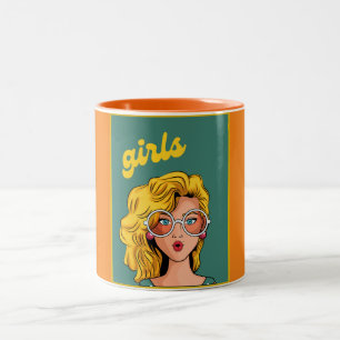 Trendy Yellow Girl Beautiful Mug. Two-Tone Coffee Mug