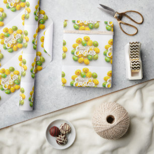 Trendy Yellow & Green  Easter Eggs gift paper