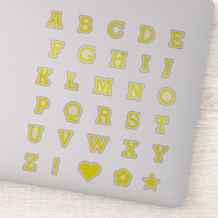 Trendy Yellow Letters   Monogram Alphabet Stickers