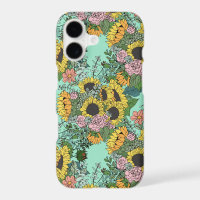 Trendy yellow sunflowers and pink roses design