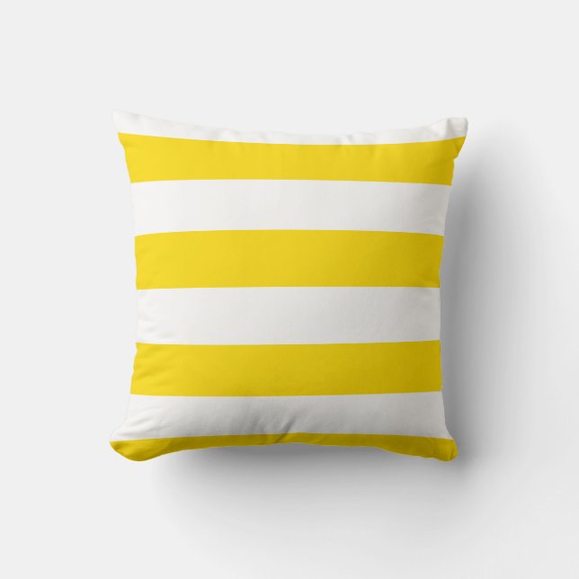 Trendy Yellow White Striped Modern Decorative Cushion (Front)
