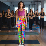 Trendy yoga pants colorful crazy pattern arty<br><div class="desc">Fun crazy pattern modern art design. Geometric shapes of all colors and sizes.</div>