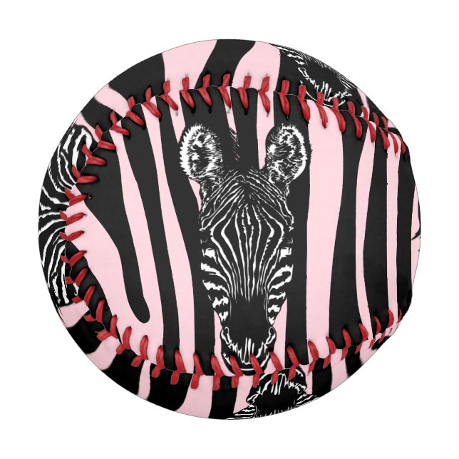 Trendy Zebra Herd on Zebra Print Pink Baseball (Back Right)