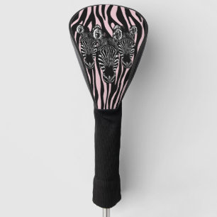 Trendy Zebra Herd on Zebra Print Pink Golf Head Cover