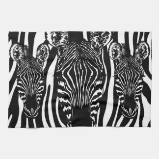 Trendy Zebra Herd on Zebra Print Tea Towel