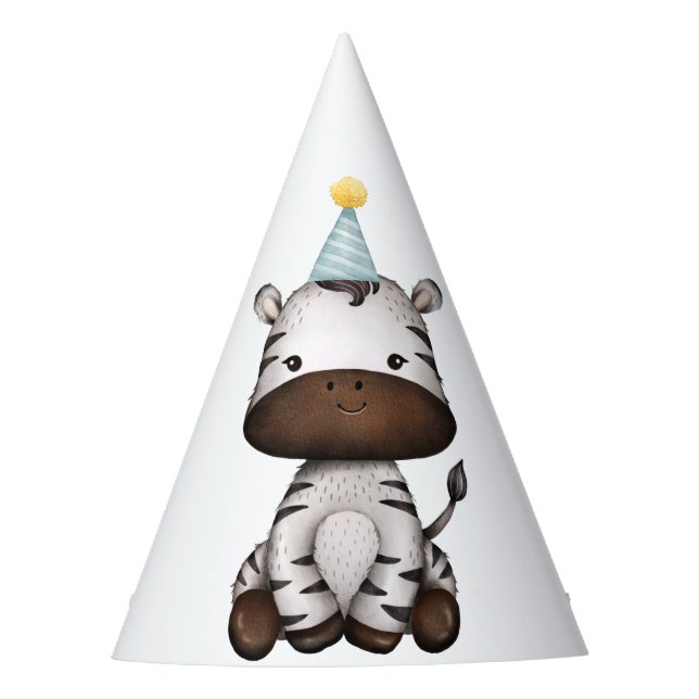 Trendy Zebra Party Animal Jungle Wild One Birthday Hat (Front)