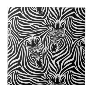 Trendy Zebra Print Black And White Pattern Tile
