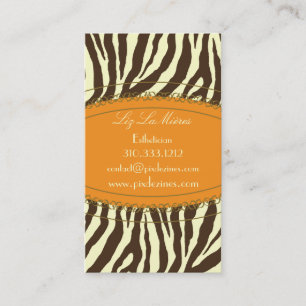 Trendy zebra print, dark brown business card