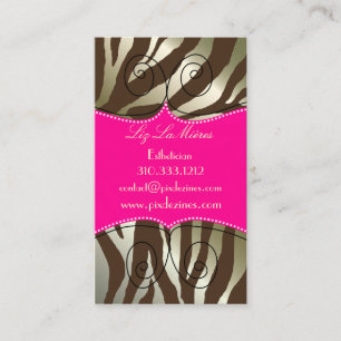Trendy zebra print, dark brown business card