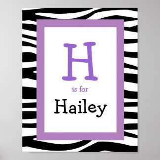 Trendy Zebra Print Nursery Wall Art Name Print