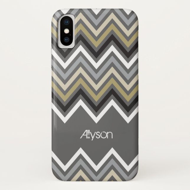Trendy Zig Zag Chevron Pattern Mod Grey Phone Case (Back)