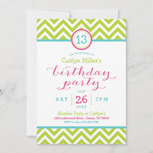 Trendy Zigzag Chevron Birthday Party Invitation
