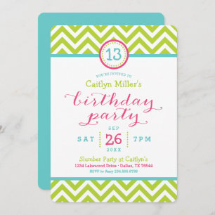 Trendy Zigzag Chevron Birthday Party Invitation