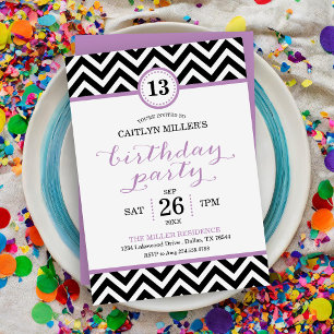 Trendy Zigzag Chevron Birthday Party Invitation