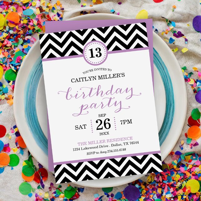 Trendy Zigzag Chevron Birthday Party Invitation (Creator Uploaded)
