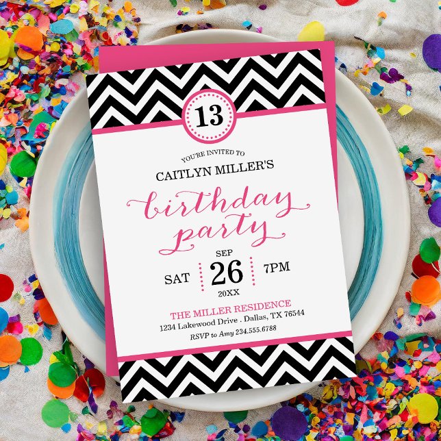 Trendy Zigzag Chevron Birthday Party Invitation (Creator Uploaded)