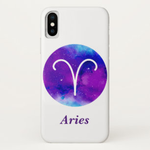 Trendy Zodiac Sign Aries Purple Nebula Case-Mate iPhone Case