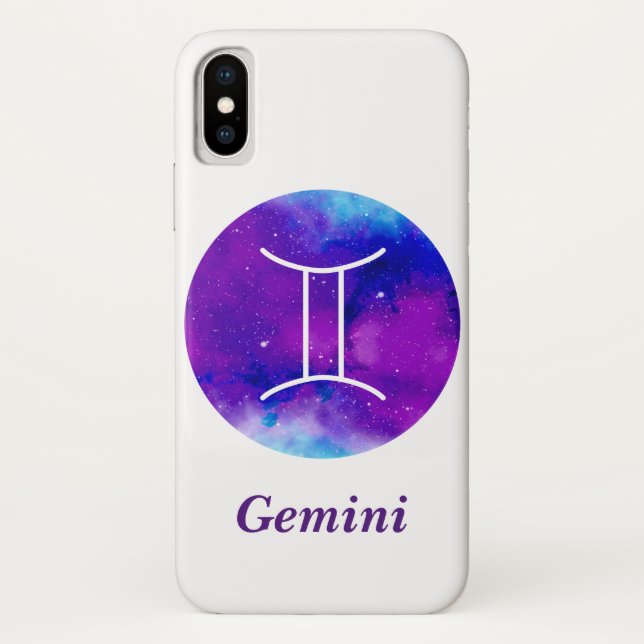 Trendy Zodiac Sign Gemini Purple Nebula Case-Mate iPhone Case (Back)